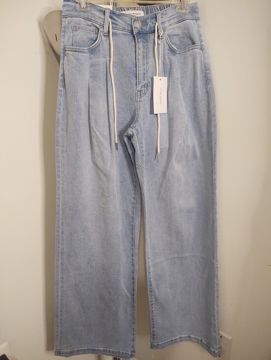 Flying Monkey Denim - Flying Monkey Light Wash Wide Leg Jeans with Drawstring Size 28